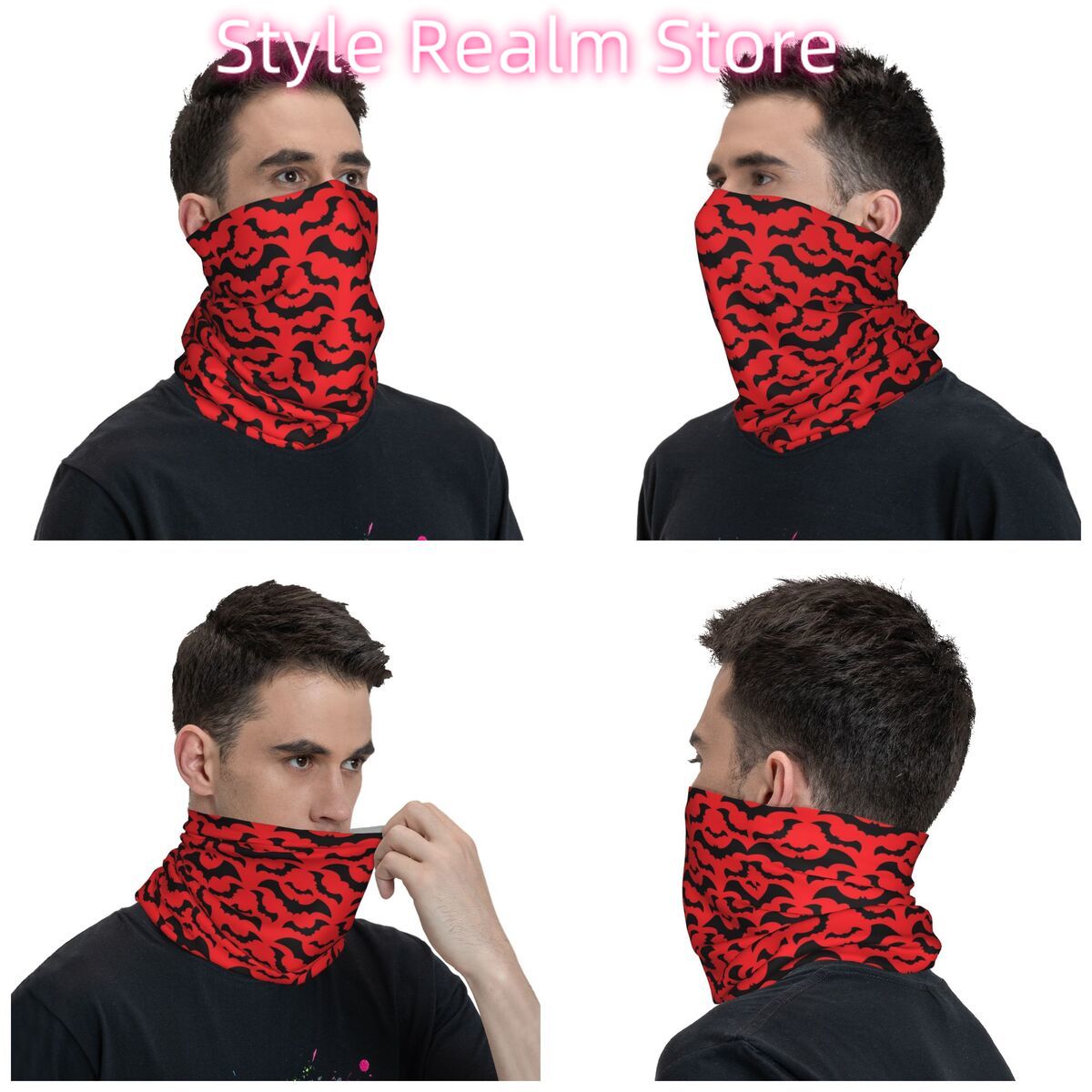 Gothic Witch Bats Pattern Band - Neck Gaiter Face Cover 评论和价格